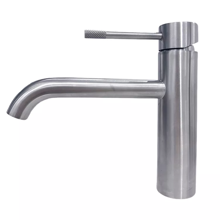 Ընդլայնված Curved Spout Knurled Handle Տաք և սառը ավազանի ծորակ