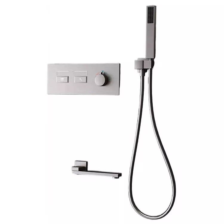 Մինիմալիստական ​​Dark Gunmetal Dual-Outlet ցնցուղի գլուխ